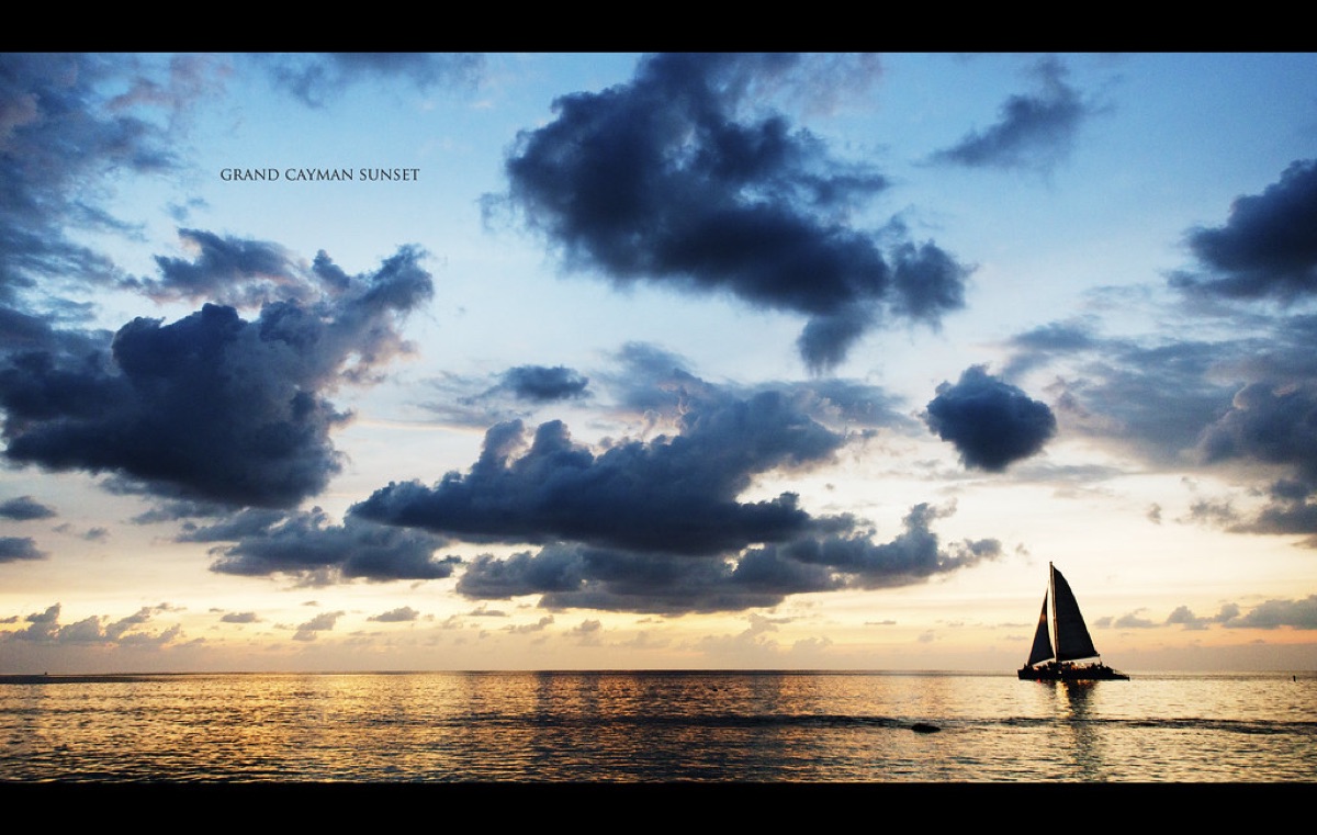 Sunrise over island at dawn