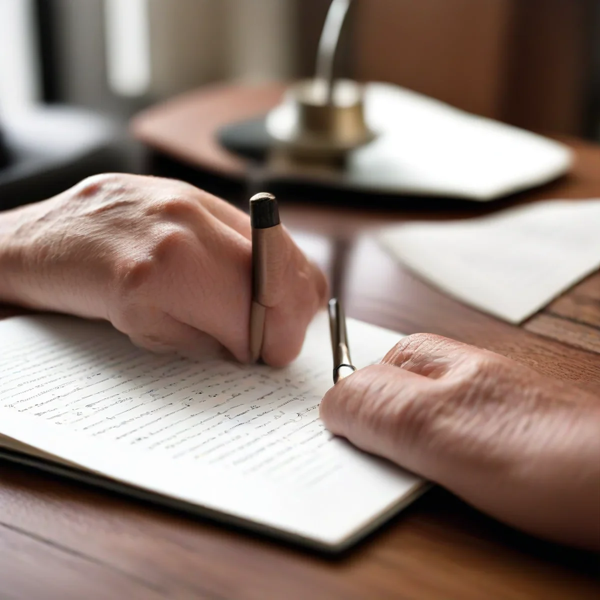 Primer plano de una mano escribiendo con un bolígrafo en un cuaderno