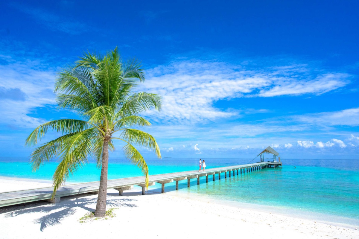 Tahiti beach with luxury villa