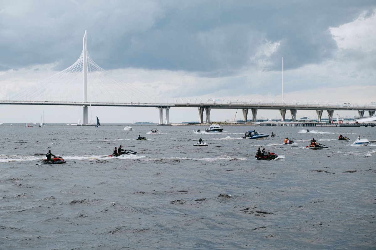 Jet ski boat with passengers