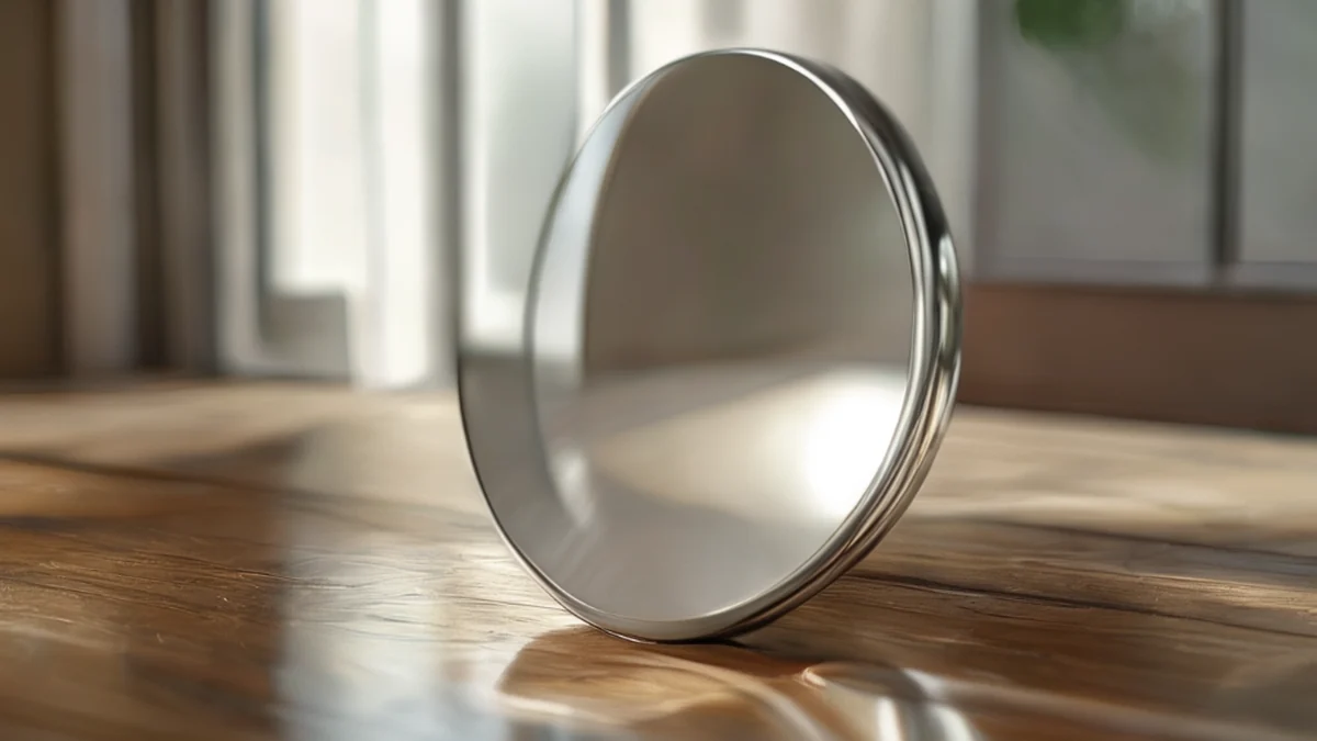 Glossy mirror with smooth, reflective surface